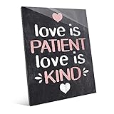 Love Is Patient , Love Is Kind Inピンクon chalkboard-look Positive Quote Saying壁アートプリント 20x24 WAW000139