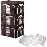 収納ボックス3個組 Lサイズ +圧縮袋3枚セット ワイヤー入り　