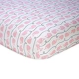 100% Cotton, Allover Pink Whale & Grey Rope Print on White Fitted Crib Sheet by Nautica [並行輸入品]