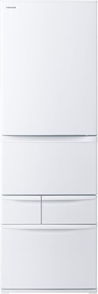 TOSHIBA(東芝) 冷蔵庫 幅60.0㎝ 411L 右開き GR-Y41GH(WU) マットホワイト 野菜室がまんなか 大容量 片開きタイプ 5ドア 自動製氷 Ag+低温触媒 除菌 脱臭 - 1