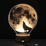 3d印刷Moonランプ内部Sculpture Personalised画像Optical Illusion 3dテーブルランプシミュレーション効果Night Light with USBケーブル、クリ