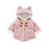 Pojour ベビー服 子供服 女の子コート 冬 防寒 おしゃれフード付きコート かわいいクマジャケット 厚手 長袖 暖かい ベビールームウェア 普段着 カジュアル 旅行 記念日 プレゼント ピンク