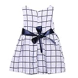 Junda ベビー用品 赤ちゃん 服 夏 おでかけ ワンピース ミニドレス 格子縞 お花柄 (格子縞, B)