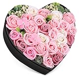 YOBANSA ソープフラワー 造花 枯れない 花　ハートフラワー形状ギフトボックス　誕生日　母の日　記念日　先生の日　バレンタインデー　昇進　転居など最適としてのプレゼント (深いピンク)