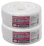 【お買い得パック】 プロリーブ ポリプロピレン 荷造りロープ (約幅5mm×100M巻き) 1個入×2パック (計2個) -