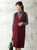 Angeliebe エンジェリーベ マタニティ ワンピース 授乳しやすい ポンチ ミドル ジャンパードレス 妊婦服 産前 産後 S～M ボルドー 22196 22196401