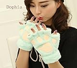 Dophiaレディース 手袋　可愛い 熊の手型 スマホ に便利 　肉球　ツメ 付き 大きな猫の手　可愛い　あったか　アニマル手袋 (Light green)
