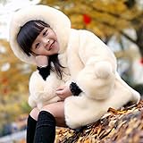 Veroman ベイビー 毛皮 ファー コート アウター 子供服 (90cm, ホワイト)