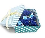 世都華 プリザーブドフラワー 布張りスクエアボックス ブルー st-aosuku