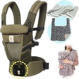 エルゴベビー 抱っこ紐 (ベルト付） ADAPTアダプト/クールエア・ローデン+防寒セット 【正規品2年間保証-SG認定】 +防寒ケープ＆よだれパッド