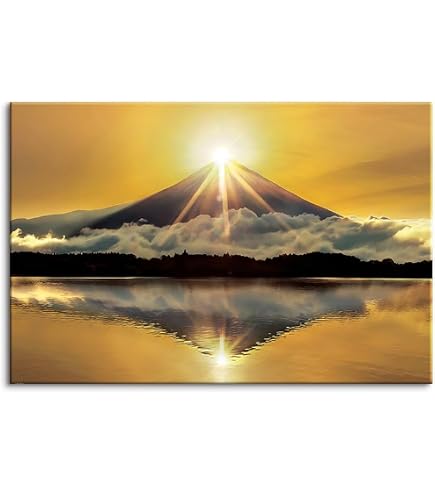 Amazon.co.jp: 絵画 版画 ふじもと秀志 富士山と江ノ島 風景画 現代