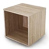 キューブボックス 収納 正立方体 リアル木目調 組み合わせ自由自在 幅39cm 1個単品販売 オープンタイプ オーク