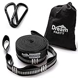 【プロ登山家監修】 ハンギングチェーン ハンモック ベルト 2本セット (長さ370cm ノード20個+1ループ 耐荷重量680kg) カラビナ 2本 (専用収納バッグ付き) キャンプ ロープ ハンモック ストラップ 【Dream Party】 (フック付き) dp201