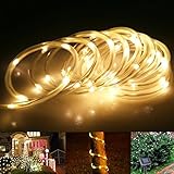 LE? 16.5ft LED Solar Rope Lights, Waterproof, 50 LEDs, 1.2 V, Warm White, Portable, with Light Senso