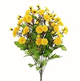 Admired By Nature gpb7425-dk。YW 17 Stems Full BloomボタンMum Bushホーム飾り、ダークイエロー