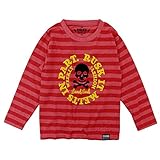 RUSK(ラスク) 天竺シャドー杢ボーダースカル長袖Tシャツ 130cm/杢レッド NO.P-3441-04