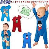 リップフィッシュLipFish動物モチーフの北欧スウェーデンブランド　スノーマンシリーズ長袖ロンパース ベビー 【60cm】【70cm】【80cm】 74_[80-85cm] 03．トナカイ[ブルー]