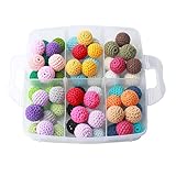 Mamimami Home はがため 安全素材 20MM 66個 26色 かぎ針編みのビーズ 赤ちゃん　歯固め ペンダント ベビージム おしゃぶり　DIY アクセサリー チュアブルビーズ １層/セット