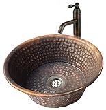 銅浴室洗面シンクボウルハンドメイド素朴なFire BurntマットアンティークPatina Basin