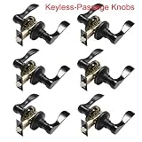 Probrico内部ラウンドPassageキーレスドアノブレバードアロックLockset withoutキーDoorknobs Oil Rubbed Bronze For Hallクローゼット Doo