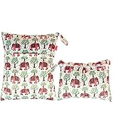 Damero ウェットバック(防水バッグ) 2点セット オムツ・おしりふき・着替え・タオル・水着・お風呂用品・食事セット入れ お出かけ 温泉 スポーツ 大活躍 可愛い マルチ収納（象）