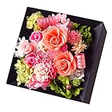 Azurosa(アズローザ) プリザーブドフラワー ギフト 枯れない花 ギフト ボックス バラ アジサイ カスミソウ ピーチ