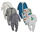 NEXT ネクスト ベビー 足つき ロンパース 恐竜 モノトーン 青 カバーオール 3枚組 肌着 ロンパース 綿 男の子 60 70 80 90 (6-9m, 青) [並行輸入品]