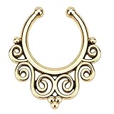 1個レディースガールズセプタムクリッカーリングフェイク非ピアスクリップオンノーズリングは女性の女の子10代のための一つのラインストーンで、今すぐOneを選択してください！ (イエローゴールド)