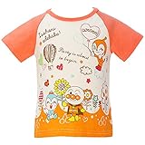 【本体綿100％】2017年 夏物 アンパンマンガール 天竺 おあそび柄 Ｔシャツ Anpanman Girl 袖オレンジ◇80cm