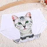 猫パンツ ヒップハングショーツパンツ　かわいいネコ 女性のセクシーなヒップスターセイフティキャット見えない下着 (ホワイト)