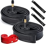 2パック 700Cx35/38/40/42/43C SV48MM シュレーダーバルブ 700Cチューブ 自転車タイヤレバー3本 ナイロンリムストリップ2本 700Cx35C 700Cx38C 700Cx40C 700Cx42C 700Cx437C 0C ホイールロード 自転車チューブ