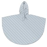 レイン コート ポンチョ キッズ 子供 用 カッパ 雨具 防水 男の子 女の子 (グレー/ボーダー柄)