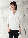 Angeliebe エンジェリーベ 産後 授乳服 綿混 やわらか フライス Vネック Tシャツ 授乳ウエア 長袖 授乳口付き フリー オフホワイト 30130 30130200