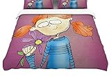 KESS InHouse Carina Povarchik "Cute Girl with An Owl Pet"Featherweight Queen Duvet Cover, 88 x 88" [