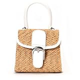 Enbeautter セット バッグ ごバッグ ショルダーバッグ レディース ストローバック 麦わら カバン 鞄 編みバッグ 肩掛け 夏2way 4色 (white)