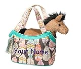 Personalized DC -ピンクとゴールド羽and Horse Sassy KidzファッションペットSak Stuffed Animal Toy Withバッグ