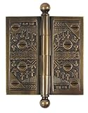 Brass Elegans WC006AB Solid Brass Windsor Design 4-Inch Decorative Door Hinge with Brass Screws, Ant