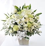花由 お供え生花アレンジメント ユリ入りＭサイズ アレンジ白のみ マケプレプライム便