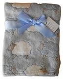 Baby Boys Blue White and Grey Sheep Animals Wrap Blanket 75cm x 100cm approx by Snuggle Baby