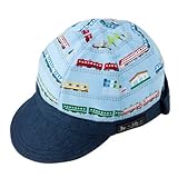 笑顔でおでかけベビー帽子・キャップ（日本製）　超特急ドリームエクスプレス（ライトブルー）　B19018