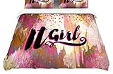 KESS InHouse Ebi Emporium "It Girl-Black And Pink"Featherweight Queen Duvet Cover, 88 x 88" [並行輸入品]