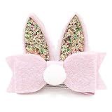 Tovadoo キッズ 女の子 ヘアピン 髪留め リボン　スパンコール　可愛い　おしゃれ　ショー　パーティー　写真撮影　3-10歳　二色入　7x5cm