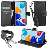 wisers Xiaomi Redmi Note 11 ケース カバー 手帳型 [ ストラップ 2種付 ] スマホケース ハンドストラップ ネックストラップ カードホルダー スマートフォン カバー [ 2022 年 新型 ] ブラック