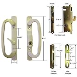 スライドガラスパティオドアハンドルキットをほぞ穴ロックと修羅、b-position、ベージュ、Keyed