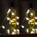 Weanas LED 飾りライト　星型　5m　50球　防水　8種点灯モード　調光対 応　電池式　電球色　リモコン付き