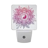 naanle Ornate Flower Mandalaクラウンのフローラル柄Leaves with Yin and Yang Tattoo Astrology Boho and Magic自動センサ