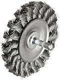 Weiler Standard Wire Wheel Brush, Round Shank, Steel, Partial Twist Knotted, 3-1/4" Diameter, 0.0118