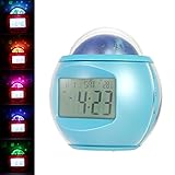 Decdeal デジタル 目覚まし時計 星空投影付き バックライト/カレンダー/温度計/タイマー機能付き 音楽時計