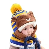 Goenn ニット帽子 &マフラー セット ベビー 赤ちゃん帽子 冬 かわいい 防寒 冬 しもやけ 対策 キッズ子供用 誕生日、お祝い、プレゼント　かわいい防寒帽子 公園 お出かけ お散歩 (イエロー