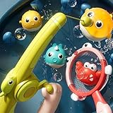 JUYEE お風呂 おもちゃ 知育玩具 3歳4歳5歳 魚釣り 光る 水遊び ゲーム フィッシングゲーム プール 磁気釣り 釣り遊び プレイ 男の子 女の子 誕生日プレゼント (発光)